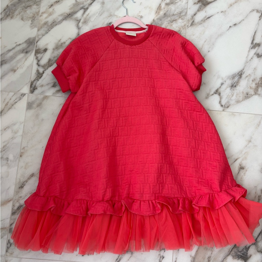 Fendi Kids FF Logo Tulle Hem Dress | Size 12+ Formal Party Summer 🌸